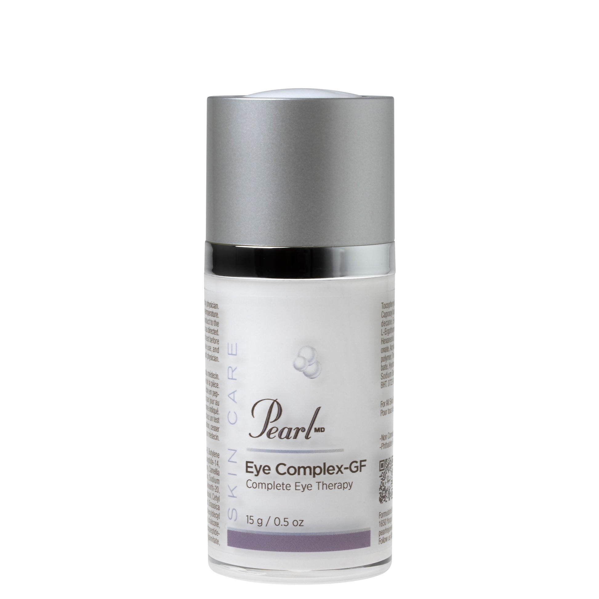 PearlMD Skincare EYEComplex-GF contains a high-potency combination of ingredients clinically demonstrated to improve the appearance of delicate skin around the eye. Enhanced with Ferulic acid ester, peptides and the gentle retinoid ester Hydroxypinacolone retinoate (HPR). Fortified with Growth Factor Kinetin