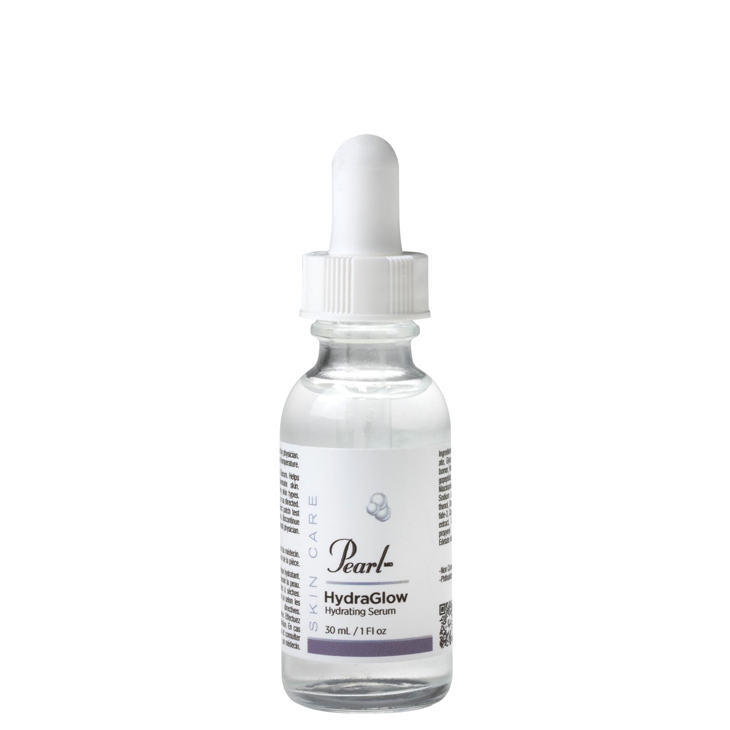PearlMD Skincare HydraGlow Serum, this oil-free hydrating serum contains pure sodium hyaluronate to enhance skin moisture as well as peptides and glycosaminoglycans to improve the appearance of skin tone and texture and reduce the signs of photo-aging